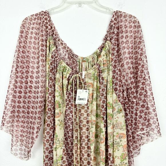 NWT Free People Because I Love You Tunic/Dress In Sunshine Combo Sz M Boho Sheer - Picture 7 of 16